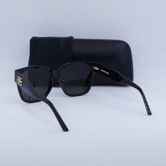 Balenciaga BB0056S 001 Sunglasses Black Square Frame, Grey Lenses - Picture 12 of 12